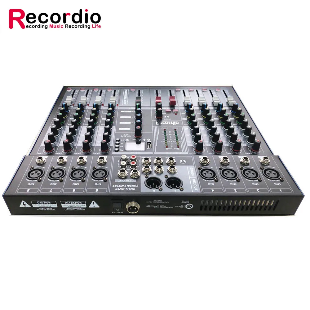 GAX-ET8 Professional 8 Channel blueteeth Audio Mixer USB High Bass Mixing Console MP3 Karaoke Amplifier DJ Equipment
