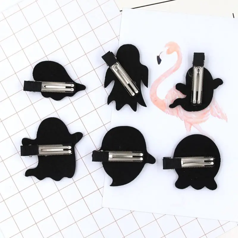 1 Set/6Pcs Boutique Cute Felt Ghost Hairpin Kawaii Halloween Party Hair Clip Headwear