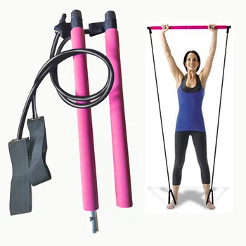 

Pilates Bar Stick with Resistance Band for Gym Home Fitness Sports Exercise Body Abdominal Resistance Bands Rope Puller
