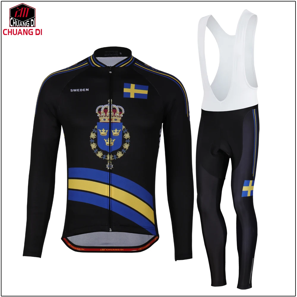 

ZM SWEDEN National Flag Cycling Jersey Sets Polyester Fiber Mtb Bike Cycling Clothing Ropa Ciclismo Men Spring Autumn Style Suit