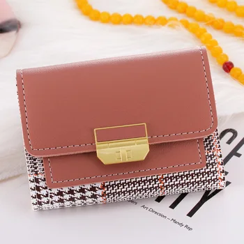 

NEW Panelled Grid pattern Designer Women Wallet Ladies PU Leather Coin Purses Female Purse Mini Clutch Womens Wallets XC85