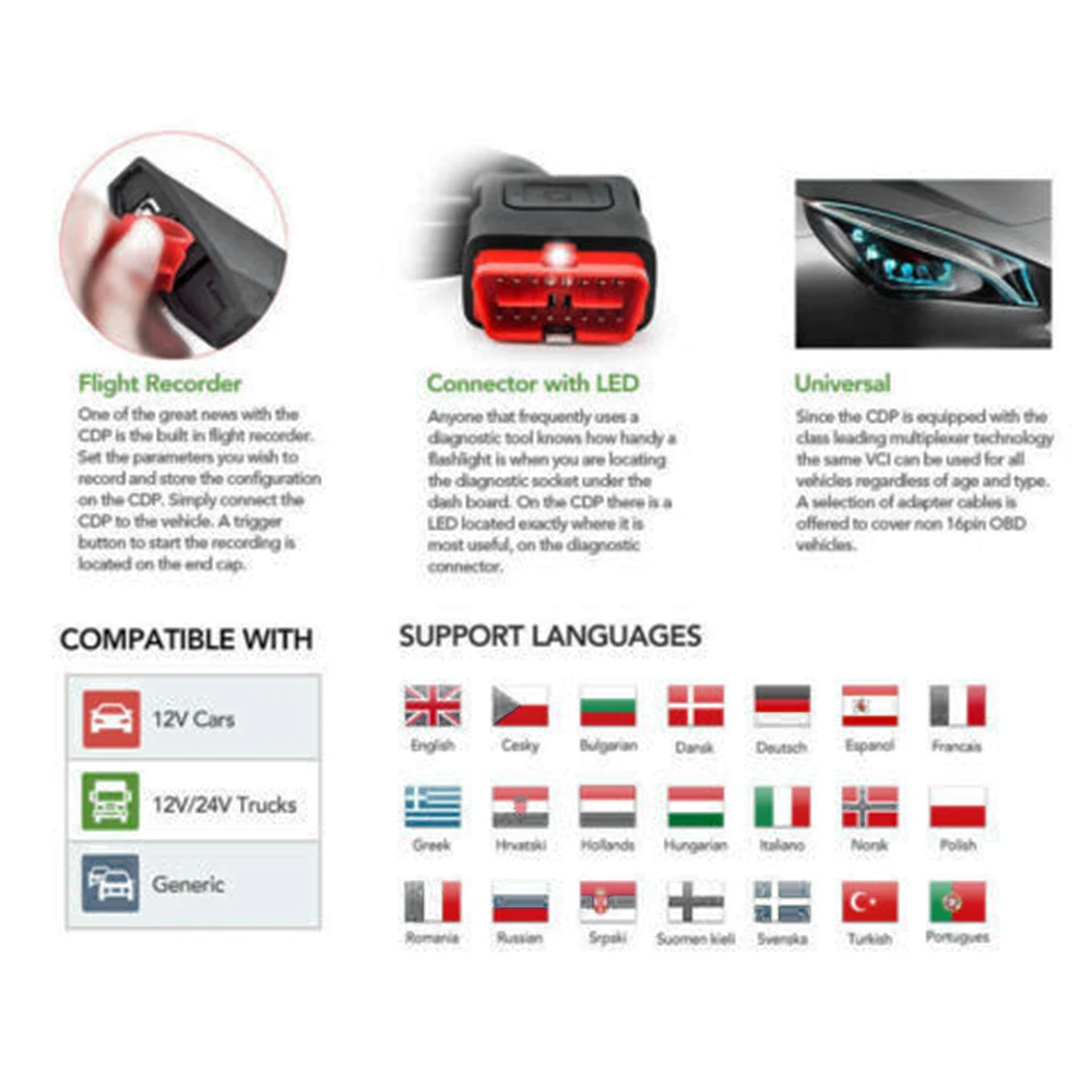VEHEMO Bluetooth Авто диагностический инструмент автоматическое устройство автомобиля OBD2 R3 TCS CDP аксессуары для обслуживания многоязычный