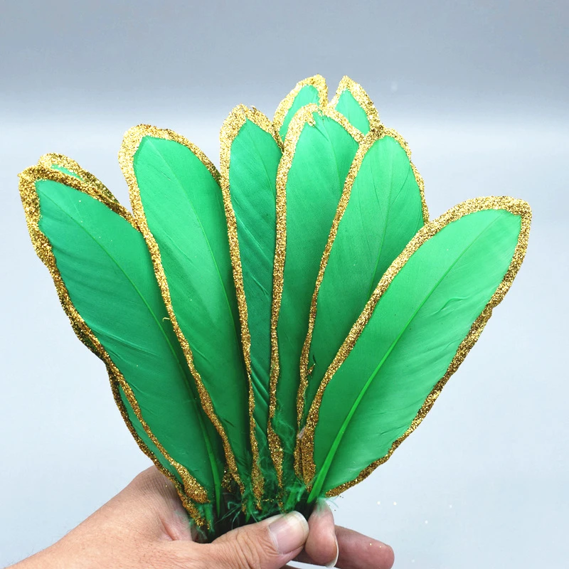 Список 10 шт./упак. красиво опрыскивают золото гусиное перо павлина DIY Ювелирные изделия декоративные аксессуары декоративная ваза 18-23 см