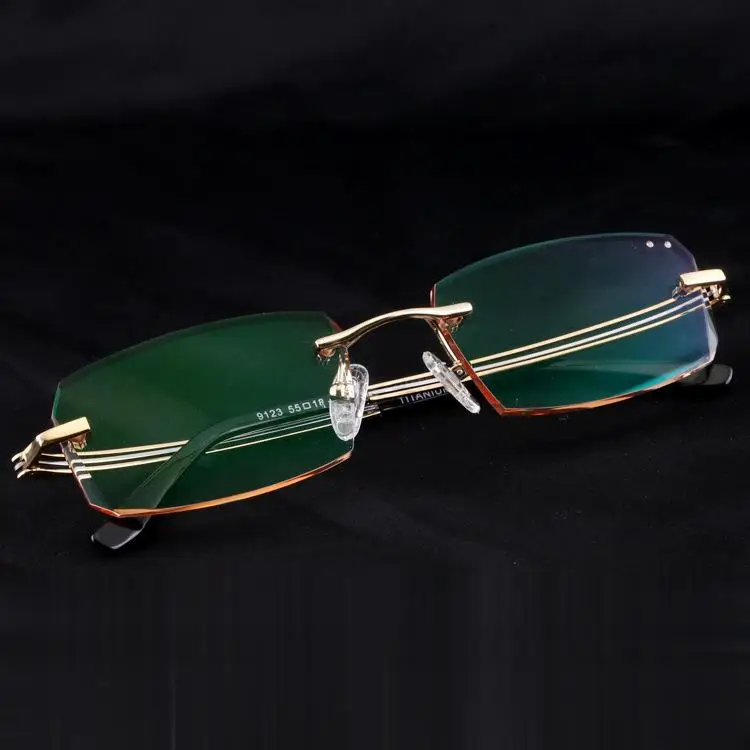 Frameless Glasses High Quality Pure Titanium Diamond Cut Myopia Gradual Color Prescription | Аксессуары для одежды