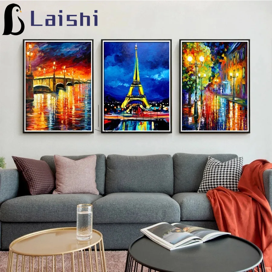 3 шт. Абстрактная живопись с оригинальными рисунками &quotПарижская башня
