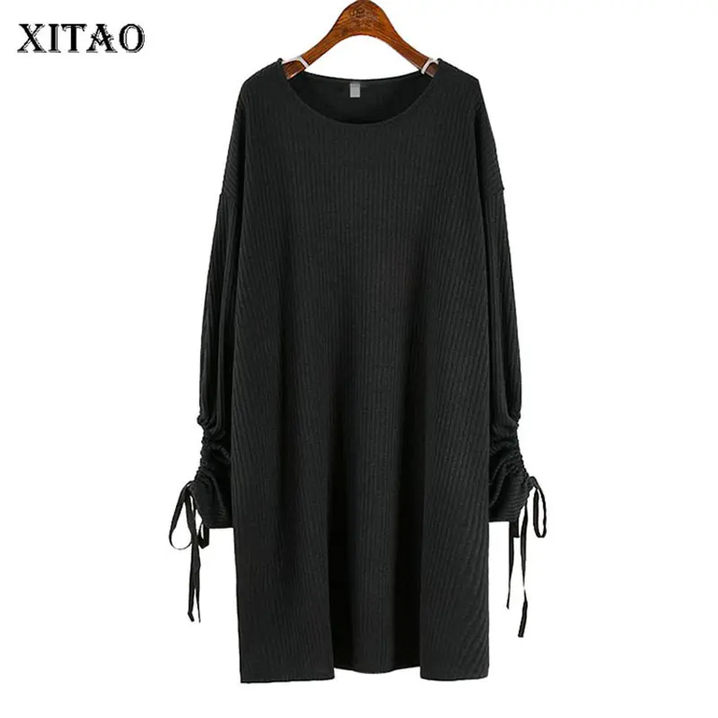 Женское платье на шнуровке XITAO свободное бандажное большого размера с длинным