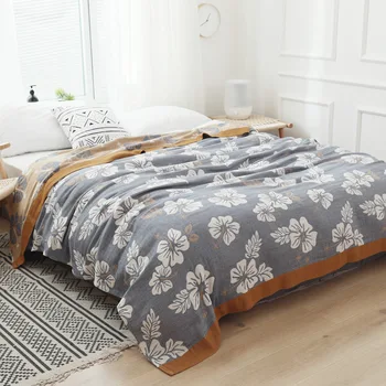

Pure Cotton Thin Printed Summer Towel Blanket Sofa Office Car Bedspread Bedding Nap Air Condition Blankets Home Decoration