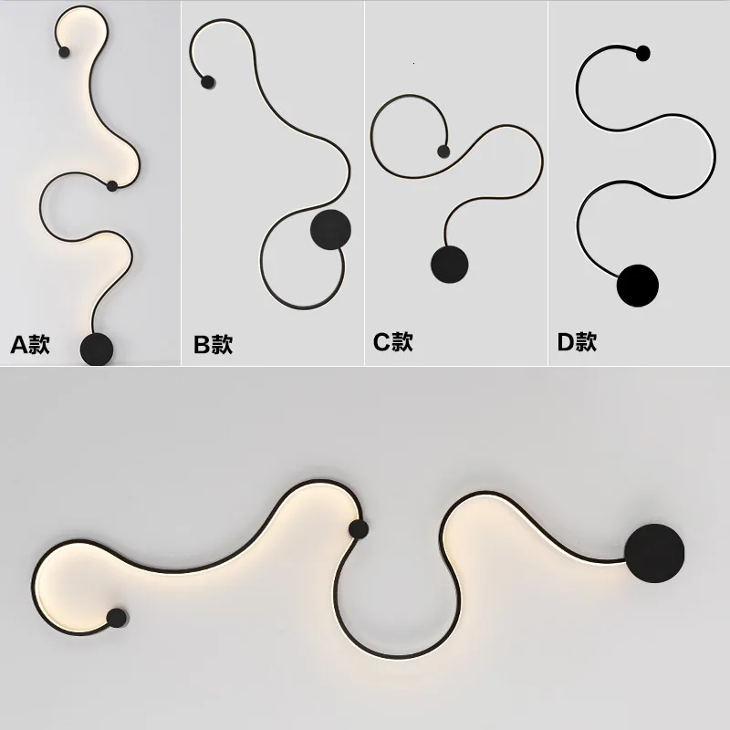 

Europe Minimalist Geometry Line Aisle Wall Lamp Continuous System Concise Modern Hallway Home Bedroom Bedside Led Wall Lamp