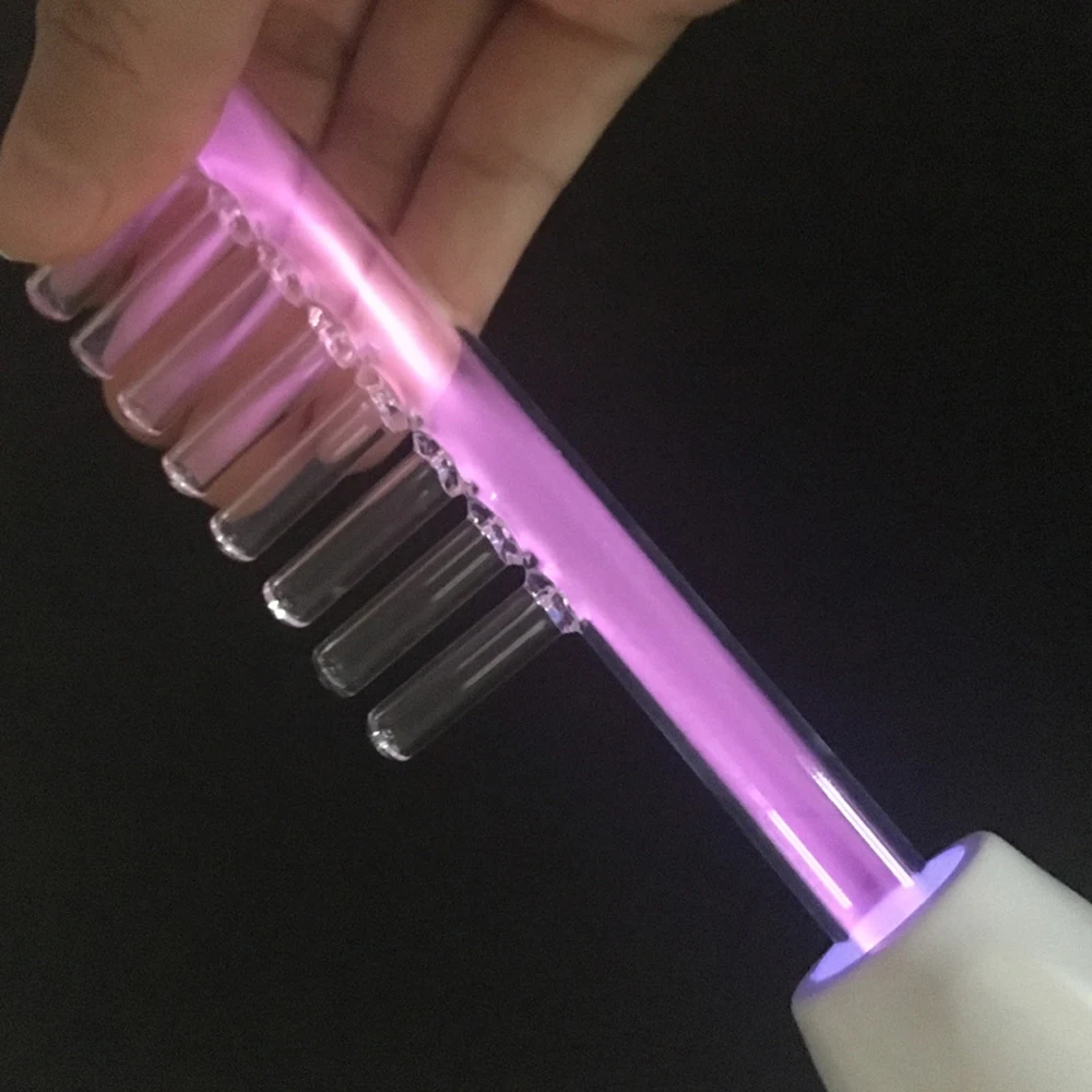HF High Frequency Electrode Comb 1pc High Frequency Electrotherapy Voilet Wand Acne Treatment Anti Hair Loss Scalp Massage Comb 6