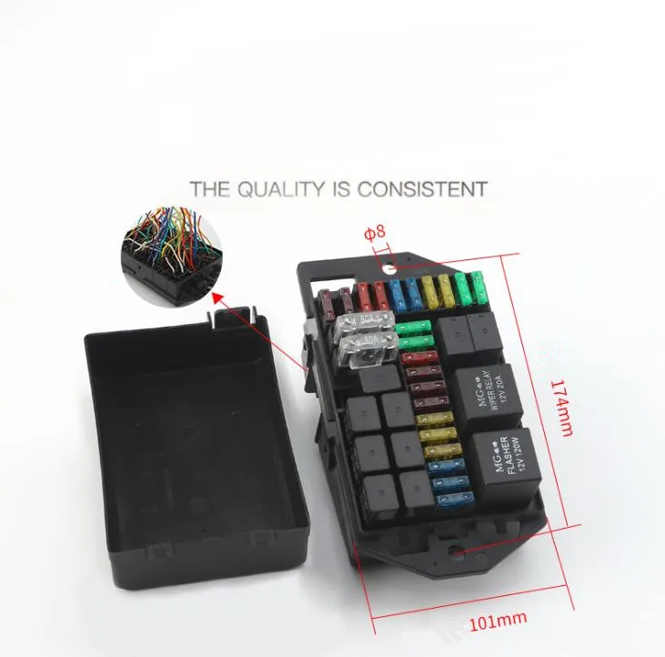 38 Way Blade Fuse Block with Fuse Box Holder and relay Damp-Proof Cover for Car Boat Marine Truck