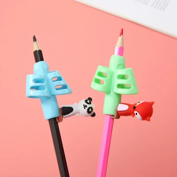 

4pcs Hollowed Pencil Holder Children Learning Practise Two Finger Writing Tools Rubber Pen Aid Grip for School Kids