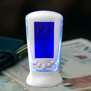 

LED Digital Alarm Clock with Blue Back light Digital Calendar Temperature Electronic LED Night Light Desk Clock Snooze Alarm