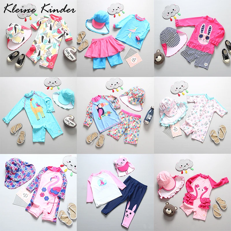 Swimsuit Long-Sleeve Uv-Protection One-Piece Baby-Girl Toddler Children for Kids