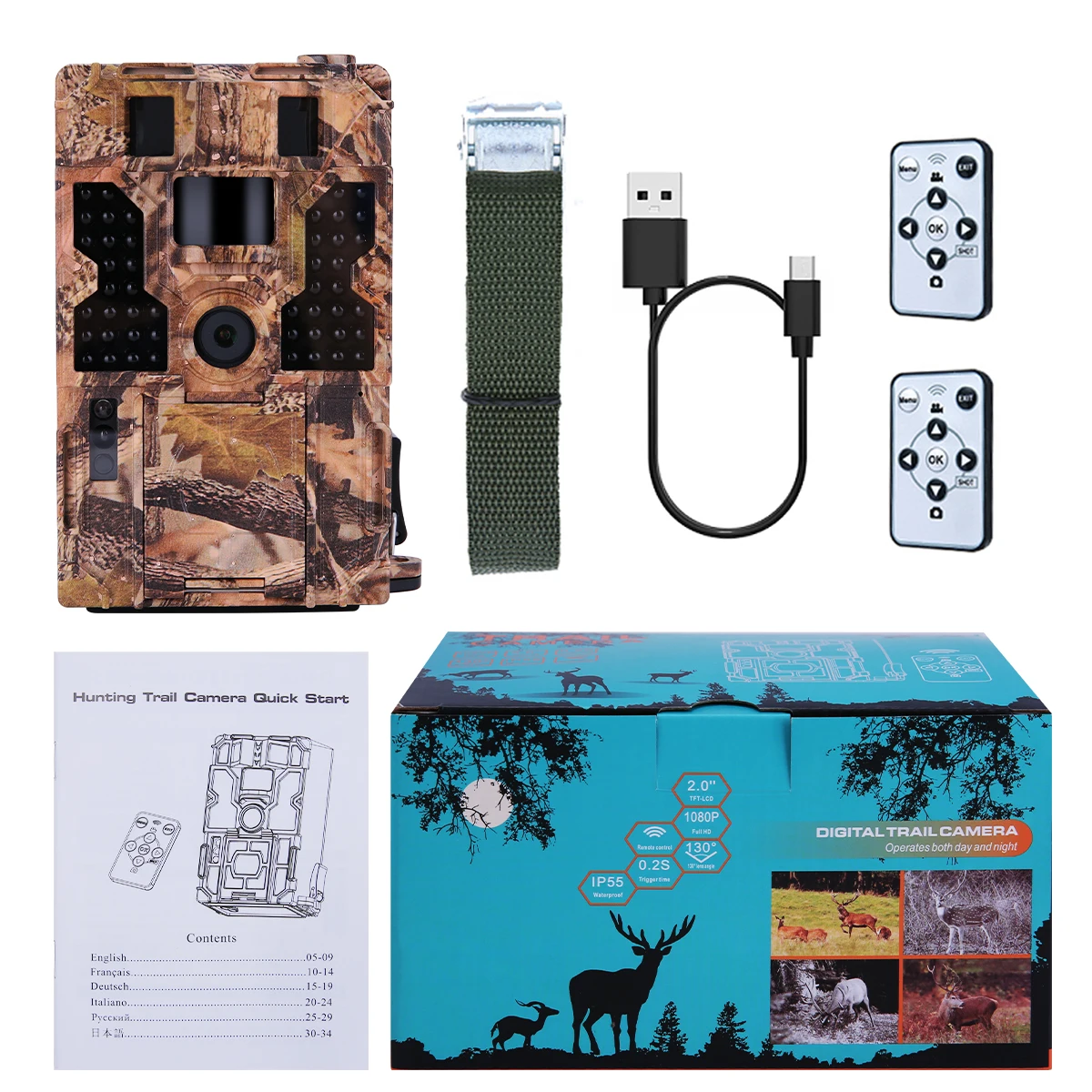 TOMSHOO Trail Camera 20M 1080P 30fps Hunting Camera with IR LEDs Night Vision, 0.2s Trigger Time,Time Lapse, 2.0" LCD Screen