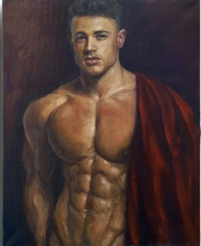

Artist's Perfect High Quality Post-modern Hand Painting Art on Canvas: A man Oil Painting, Men's Bodybuilding and Muscle Men