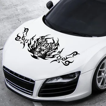 

Car Tiger Emblem Badge Hood Body Scratch Cover Vinyl Decal Personalized Flame Tiger Head Body Decoration Sticker