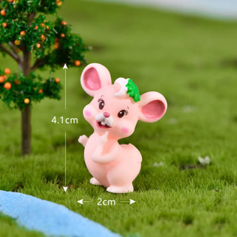 Lucky Fortune мультфильм Розовая мышь Фея Сад миниатюрные Kawaii мышь микро Пейзаж украшения для самодельного изготовления домашний декор 1 шт
