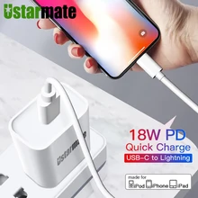 USB-C зарядное устройство 18 Вт PD 3,0 Быстрая зарядка 4,0 Быстрая зарядка EU US вилка для iPhone 11 Xs samsung type-C-type-C Lighting USB кабели