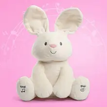 28cm coelho bonito brinquedos de pelúcia elétrica música boneca de pelúcia criativo brinquedo engraçado coelho cantando bonecas recheadas presentes de aniversário(China)