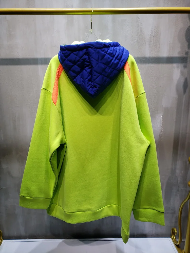 Fluorescent Green Hoodie Personality Strap Fake