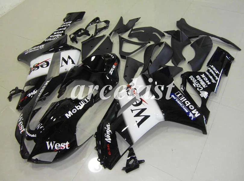4 подарки ABS мотоцикл полный обтекатель комплект подходит для Kawasaki ZX6R 2007 2008 ZX-6R 07 08 ниндзя 636 Кузов Набор черный желтый
