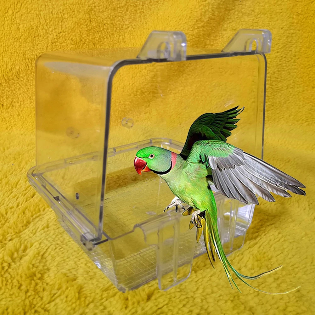 ПЭТ Птица Попугай прозрачный Душ Ванна коробка висячая Ванна клетка чистящий инструмент