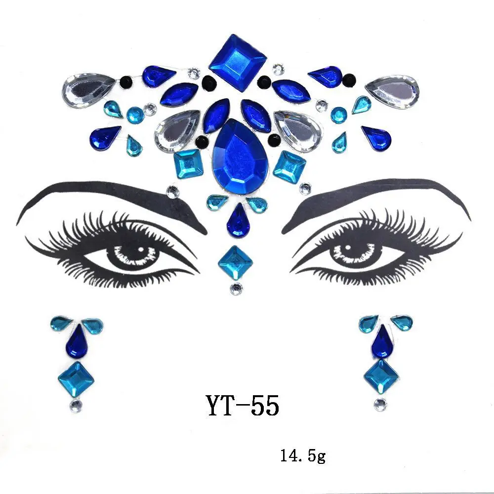 YT55 Новые временные Стразы Для женщин Лицо Глаза Драгоценности GlitterTattoo Стикеры для ночного клуба производительность вечерние танцевальные музыкального фестиваля орнамент - Цвет: YT55