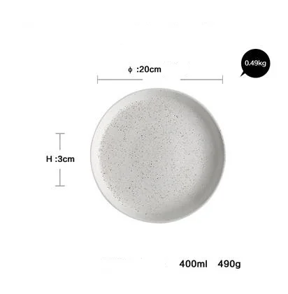 20 CM Plate 1 шт., Керамическая пиала для риса в скандинавском стиле, плоская круглая тарелка, тарелка для дома, тарелка, тарелка, посуда - Цвет: 20 CM Plate