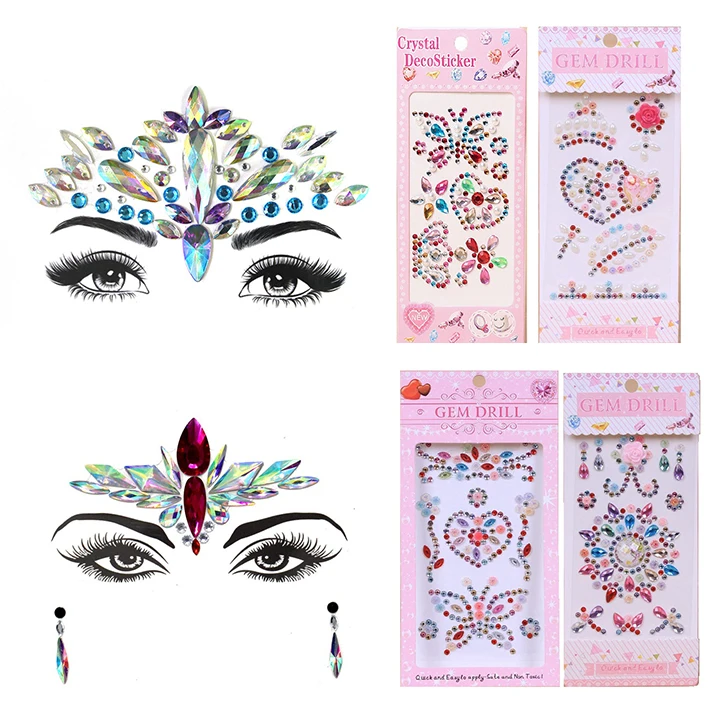 8  Colorful Rhinestones Crystal Face Jewelry Stickers For Mobile Phone Case Decor Wedding Birthday Masquerade Diy Jewelry Stickers