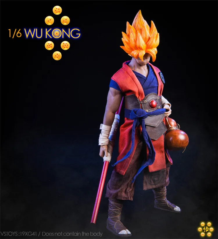 19XG41 1/6 японский аниме Dragon Ball WU KONG Head комплект одежды прямой/страбисмус глаза версия для M33/M35 фигурка