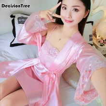 Сексуальные ночные рубашки, наборы нижнего белья, Сексуальная кружевная ночная рубашка, женская прозрачная атласная ночная рубашка, шелковая ночная рубашка с v-образным вырезом