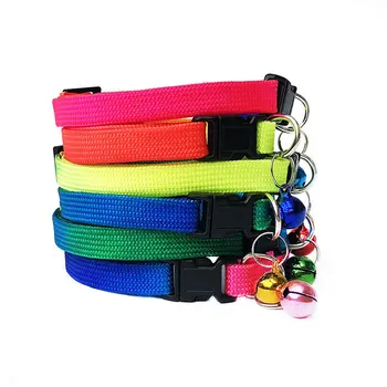 

1PC Random Color Rainbow Color Pet Bell Collar Adjustable Suitable For Cats And Small Dogs Pet Supplies Dog Collars With Bell