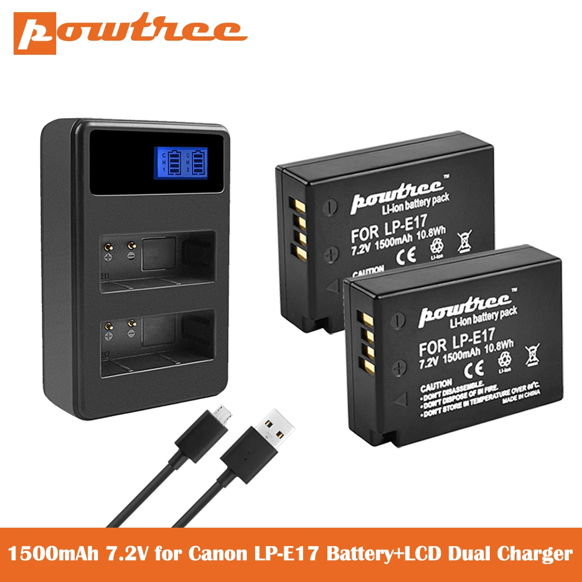 Powtree LP E17 LPE17 цифровой батарейный блок + USB ЖК дисплей двойной Зарядное устройство