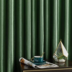 Modern Solid Color Blackout Curtain for Living Room Bedroom Kitchen Window Green Leaves Tulle Curtains Decoration Thermal Drapes