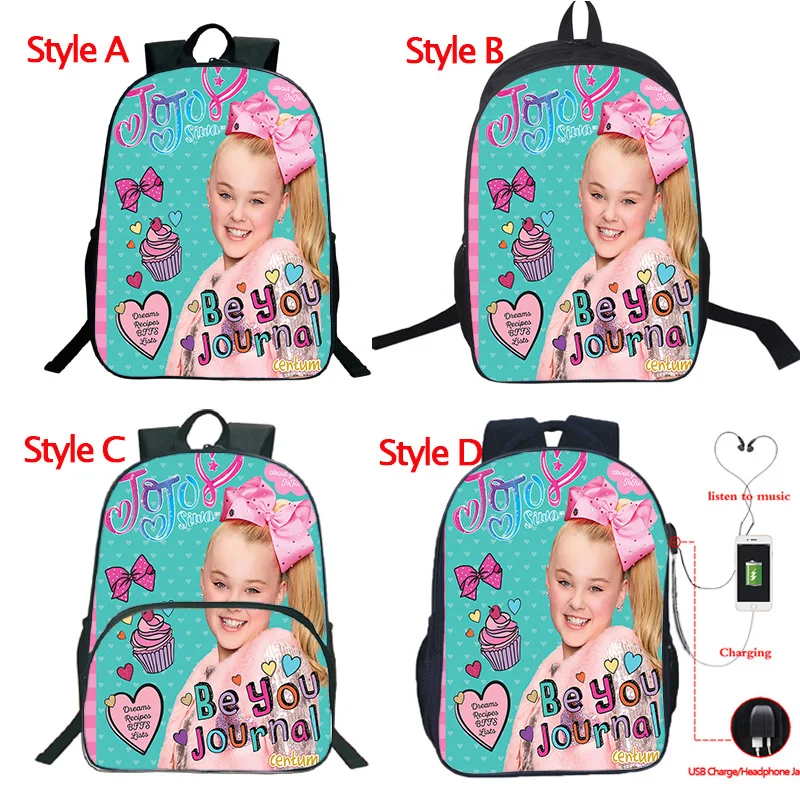 Jojo Siwa рюкзак 4 стиля USB зарядка ученические рюкзаки школьные сумки большой емкости красивый рюкзак для школы - Цвет: 22