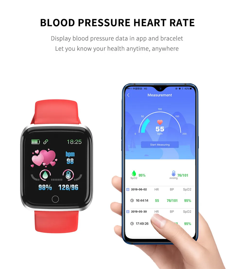 Ravi M6 розовый для женщин и девочек Smartwatch кровяное давление монитор сердечного ритма IP67 Водонепроницаемый черный смарт часы для мужчин подключение к Android IOS