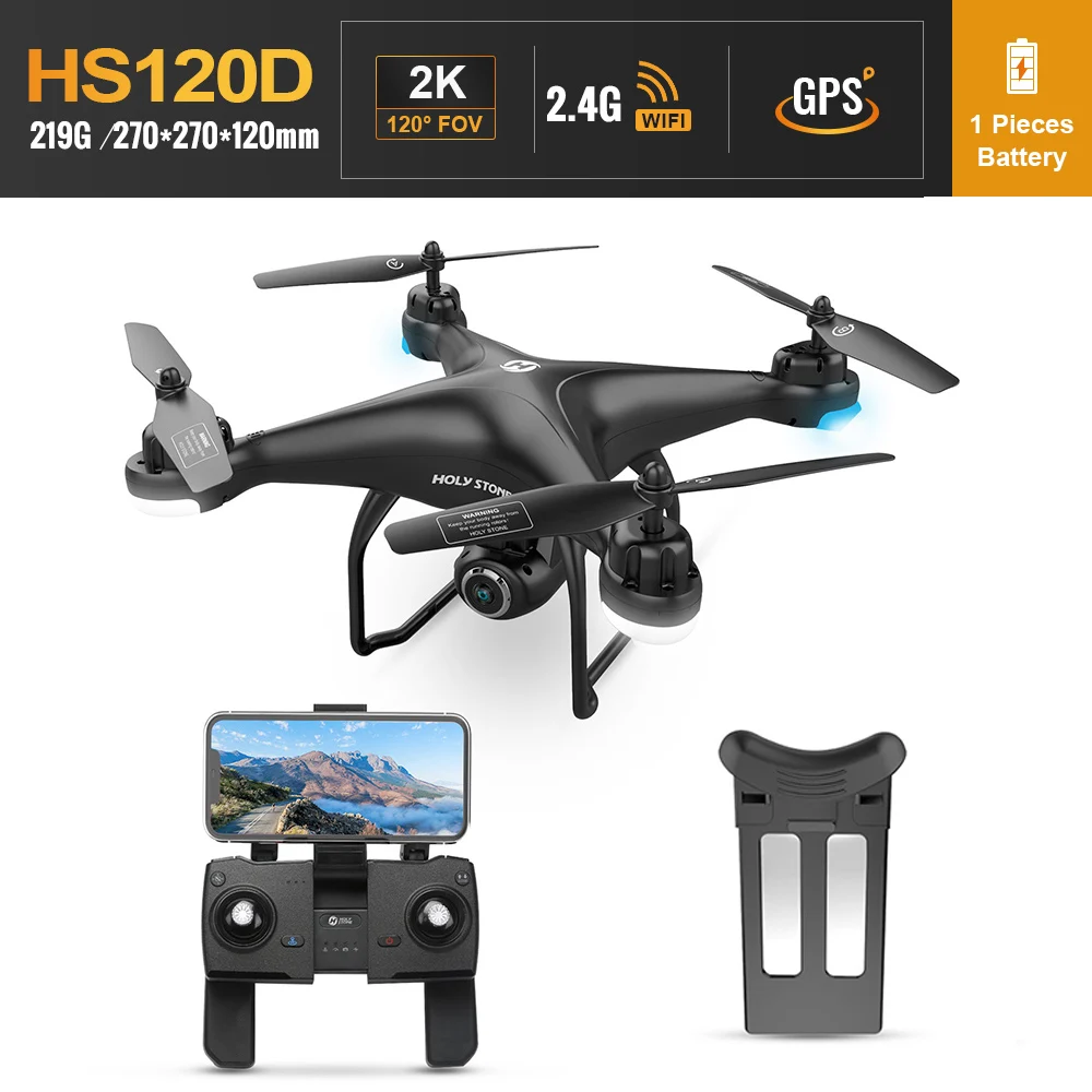 Holy Stone HS120D GPS drone 1080P HD camera FPV quadcopter 3 batteries backpack