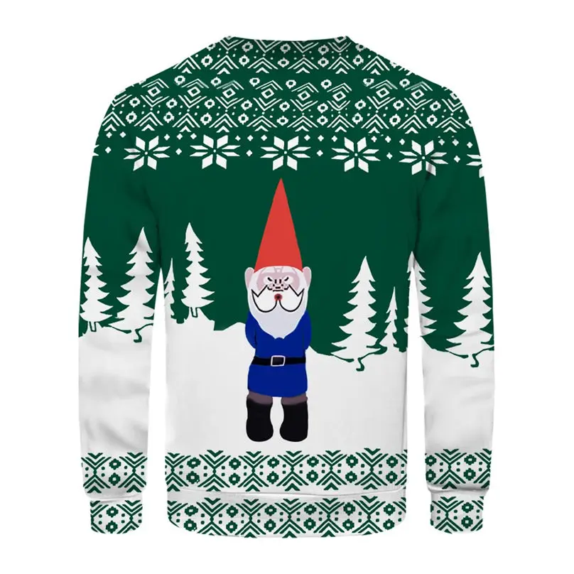 Christmas Couple's 3-D Printed Men and Women Tops Cotton Long-sleeved T Shirt Round Collar Christmas Blouse Casual Tee 4S13 (25)