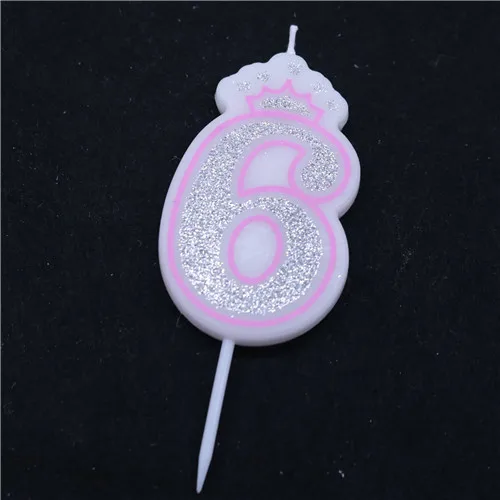 silvery pink 6 1 шт. цифровые свечи для милых детей подарок на день рождения топперы на свадебный торт вечерние украшения детский душ торт аксессуары - Цвет: silvery pink 6