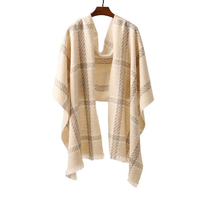 Naizaiga Cashmere thicken plaid women shawl camel warm winter scarf,SN258