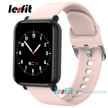 

Lesfit Women Smart Watch Full Touch Men Bluetooth Waterproof Sport Watch Android Band Pink Smartwatch HR/BP Rate Fitness Tracker