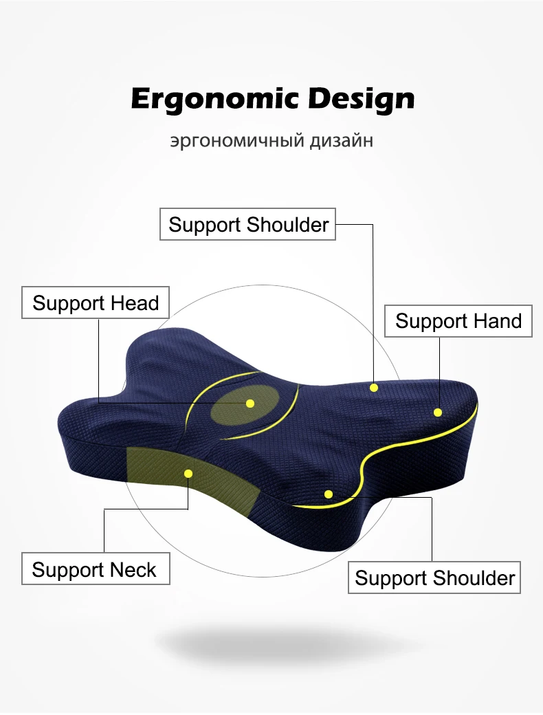 Подушка в форме бабочки из пенного латекса с эффектом памяти, поддержка шеи, облегчение боли в шейки матки, ортопедические подушки с обратной стороны, спальное место для желудка