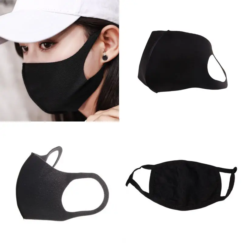 1Pcs Breathable Black Kpop Mouth Mask Unisex Sponge Face Mask Reusable Anti Pollution Face Shield Wind Proof Mouth Cover