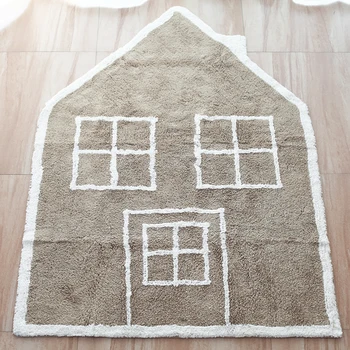 

House Design Kids Area Rug - Baby Infants Crawling Mat Cotton Teepee Tent Play Game Carpet Nursery Play Rug Photo Background Pad