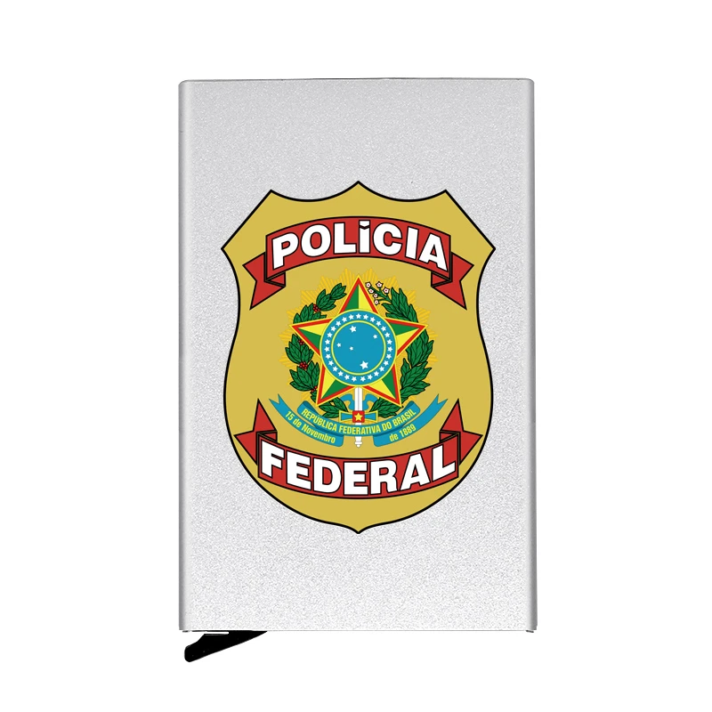 High Quality Brasil Polícia Federal Badge Automatic Pop Up Credit Card  Holder Cover Rfid Aluminum Pocket Wallet - Card & Id Holders - AliExpress