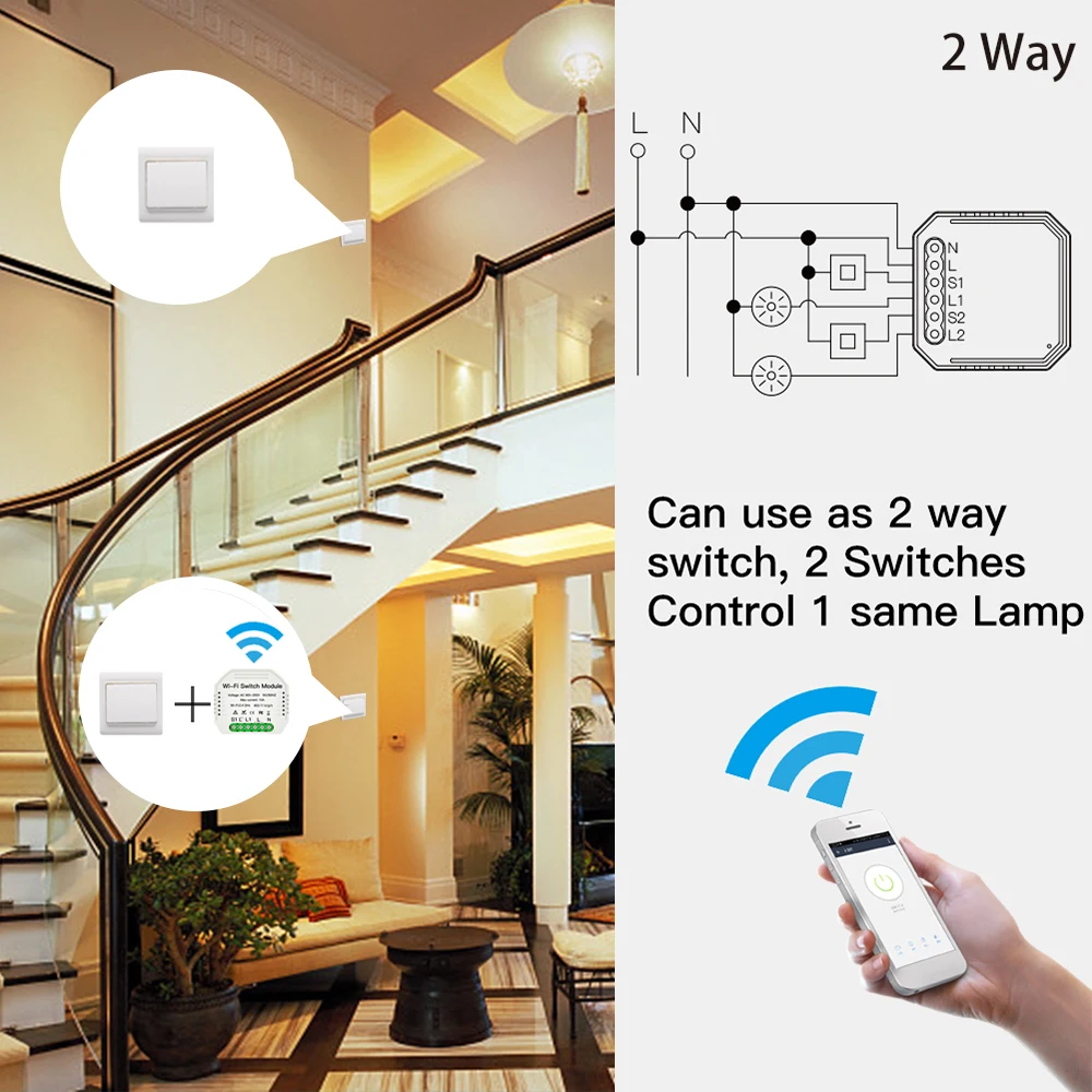 Умный переключатель Wi-Fi модуль 2-полосная светильник переключатель DIY выключатель модуль приложение eWeLink Управление для Alexa Google Home/гнездо IFTTT