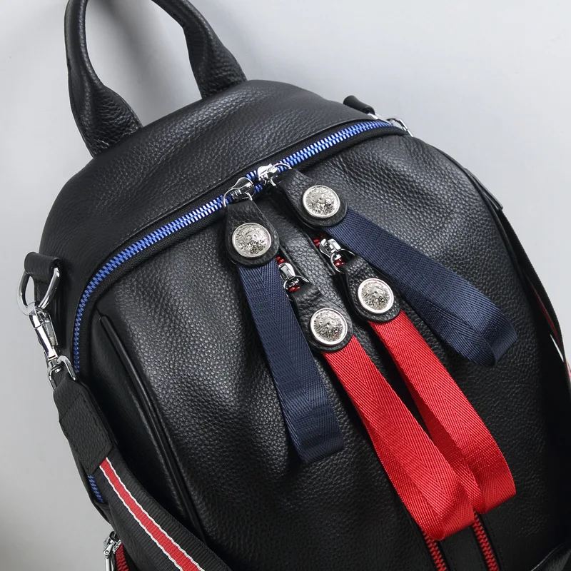 

Ozhouzhan Leather Women Backpack 2019 Autumn And Winter New Style Full-grain Leather Color Zipper Backpack Fashion Leisure Bag