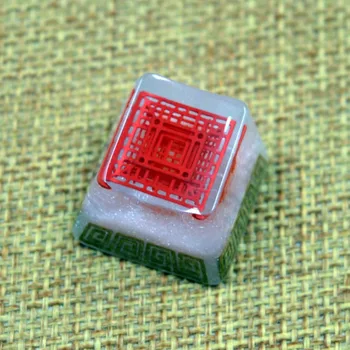 

China Traditional Palace Design Resin Backlight Keycap For Cherry Switch Mechanical Keyboard Decoration DIY Handmade ESC Key Cap