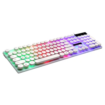

Retro USB Wired Keyboard for PC Computer Laptop Gaming Round Keyboard Cap Punk Style