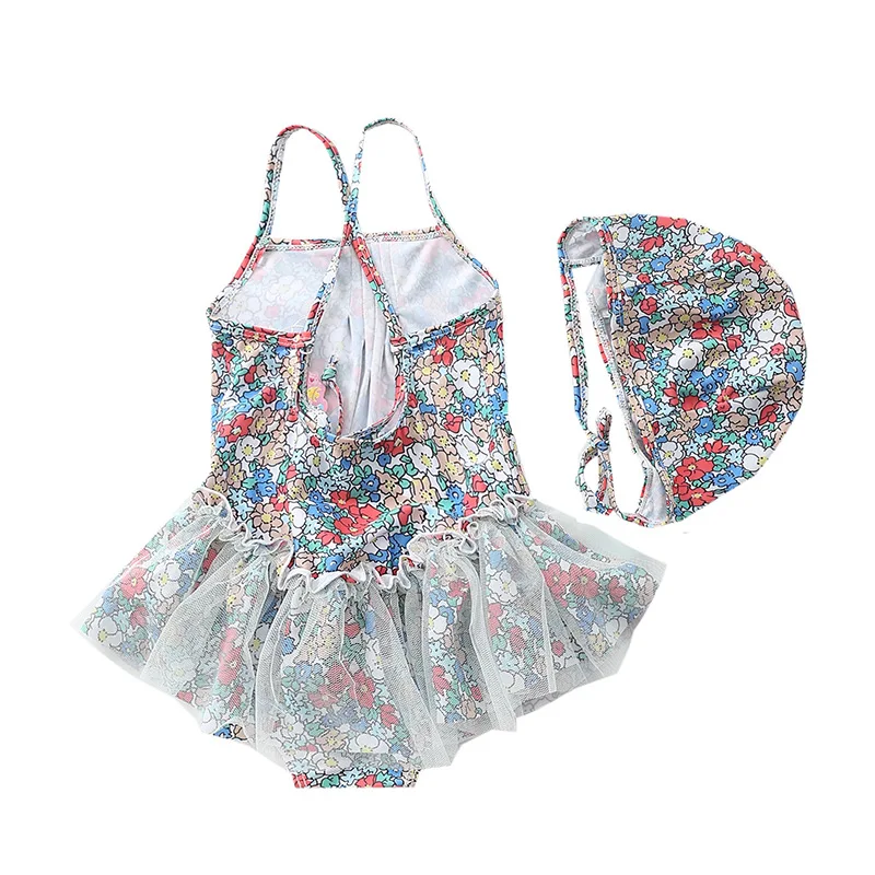 Новинка года, купальный костюм для малышей цельный купальник-пачка для девочек милый Детский пушистый балетный костюм с цветочным принтом для девочек, одежда для детей